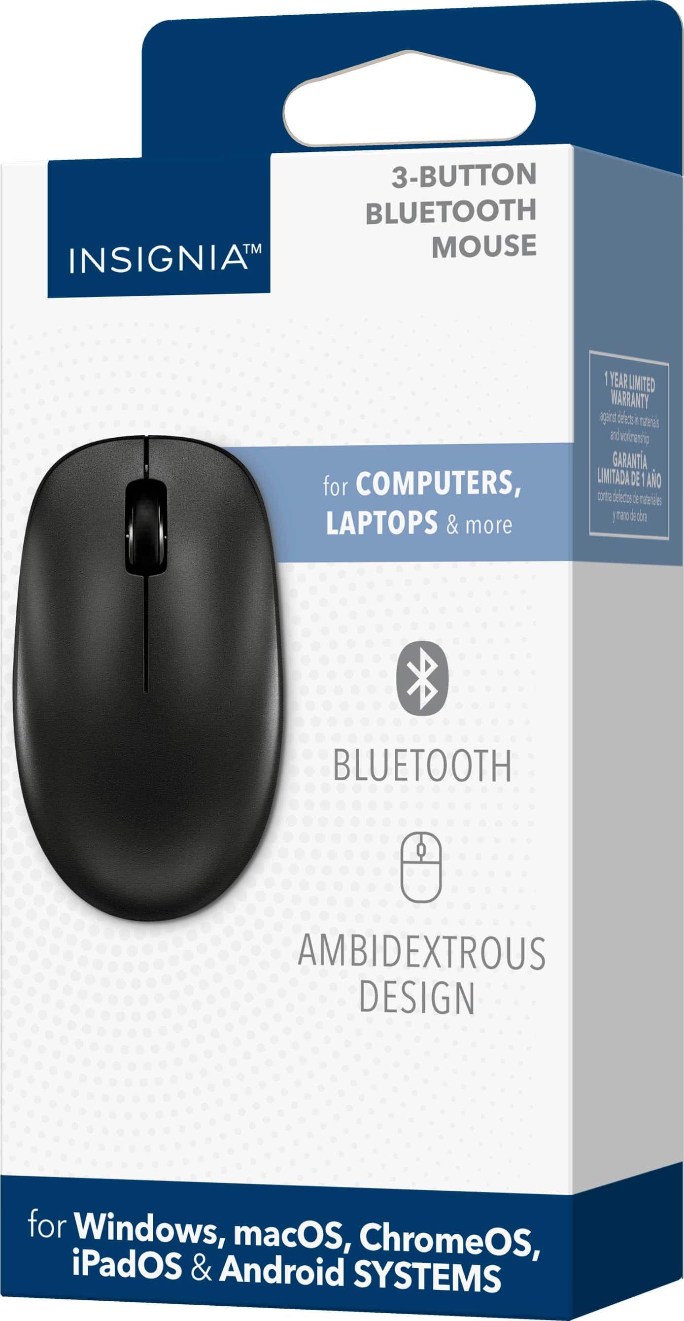 Insignia - Mouse Bluetooth de 3 botões - Preto-NS-PM3NK3B24