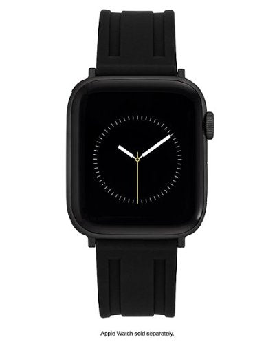 Vince Camuto - Pulseira masculina de silicone com fivela de aço inoxidável preta para Apple Watch 42/44/45/Ultra/Ultra 2 (49mm) - Preto-56402VRP