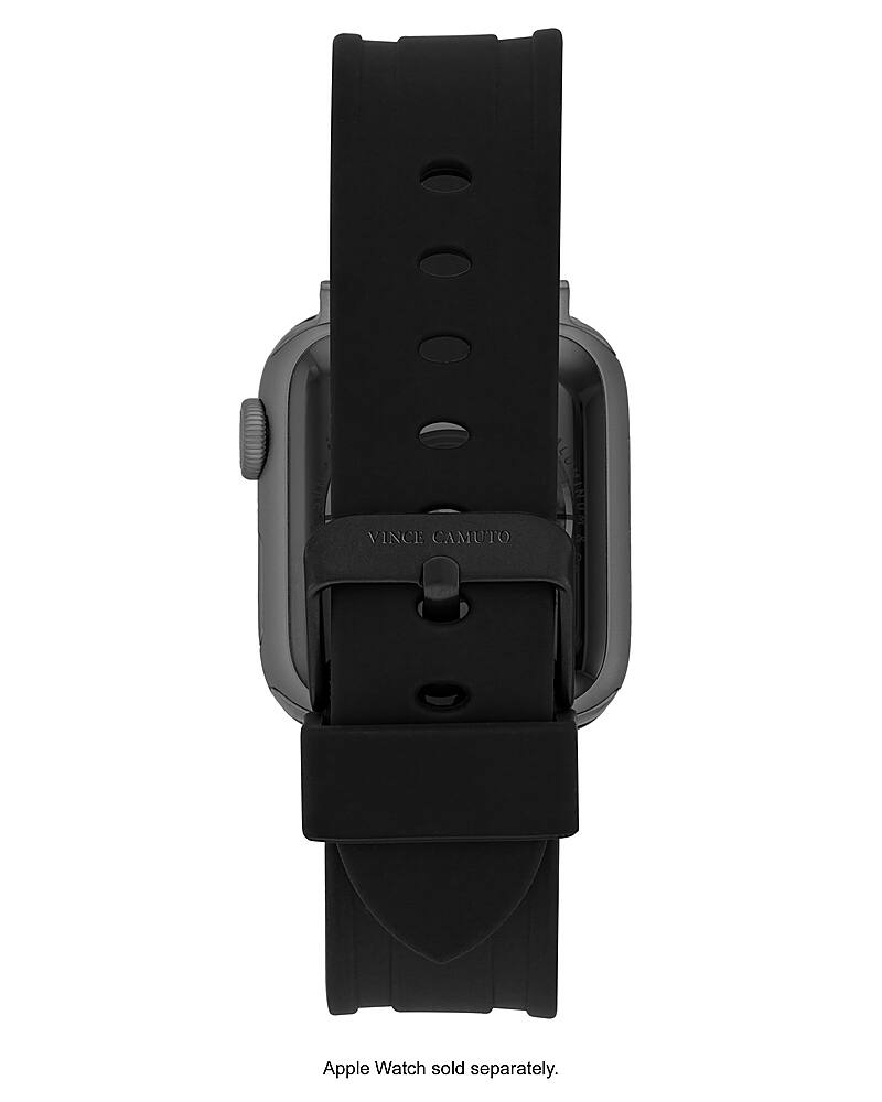 Vince Camuto - Pulseira masculina de silicone com fivela de aço inoxidável preta para Apple Watch 42/44/45/Ultra/Ultra 2 (49mm) - Preto-56402VRP