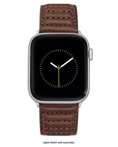 Vince Camuto – Pulseira de couro masculina com detalhes de costura para Apple Watch 42/44/45/Ultra/Ultra 2 (49mm) – Marrom-56399VRP
