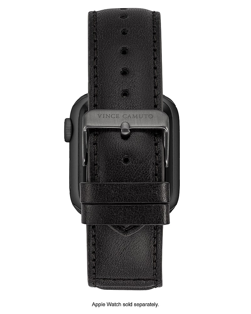 Vince Camuto – Pulseira de couro masculina com detalhes de costura para Apple Watch 42/44/45/Ultra/Ultra 2 (49 mm) – Cinza escuro-56400VRP