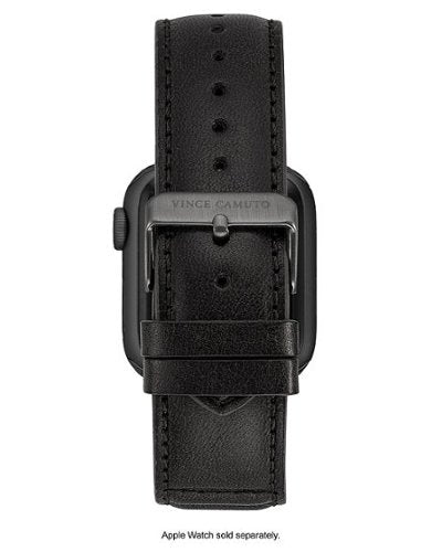 Vince Camuto – Pulseira de couro masculina com detalhes de costura para Apple Watch 42/44/45/Ultra/Ultra 2 (49 mm) – Cinza escuro-56400VRP