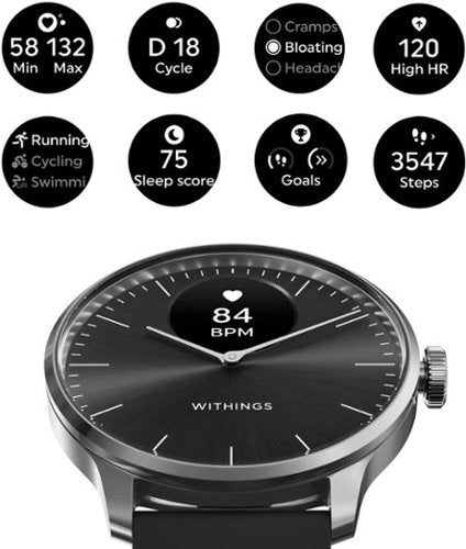 Withings - ScanWatch Light - Smartwatch híbrido de saúde diária - 37mm - Preto/Prata-HWA11-MODEL 5-ALL-INT