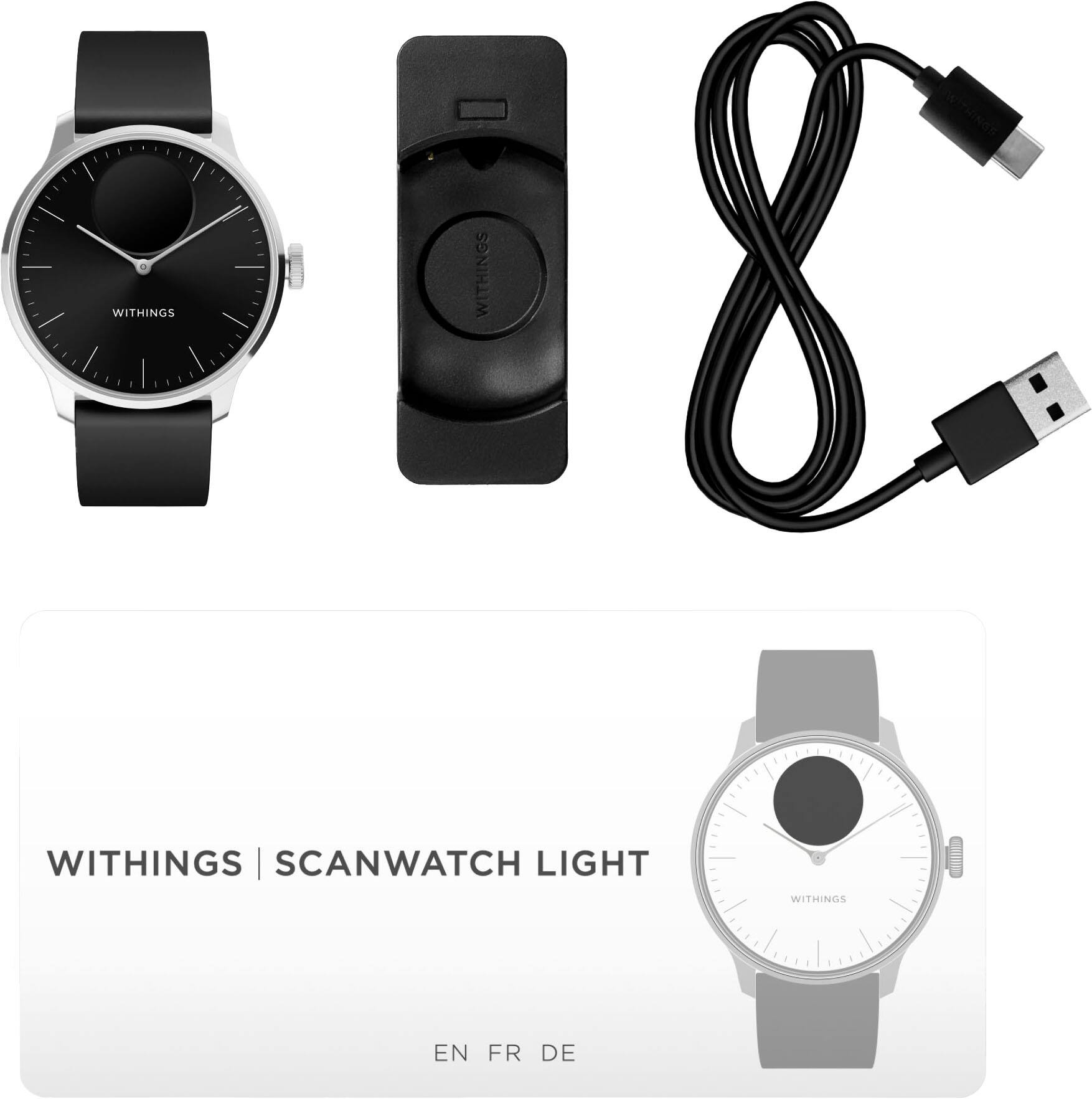 Withings - ScanWatch Light - Smartwatch híbrido de saúde diária - 37mm - Preto/Prata-HWA11-MODEL 5-ALL-INT