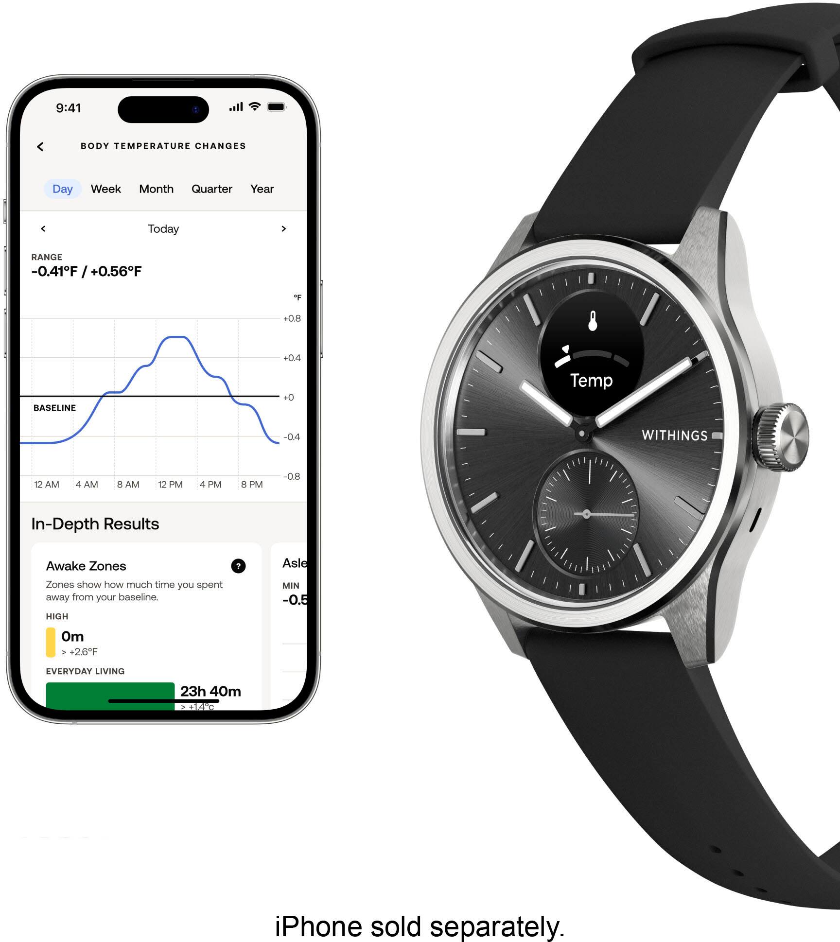 Withings - ScanWatch 2 - Smartwatch híbrido de saúde cardíaca - 42mm - Preto/Prata-HWA10-MODEL 4-ALL-INT