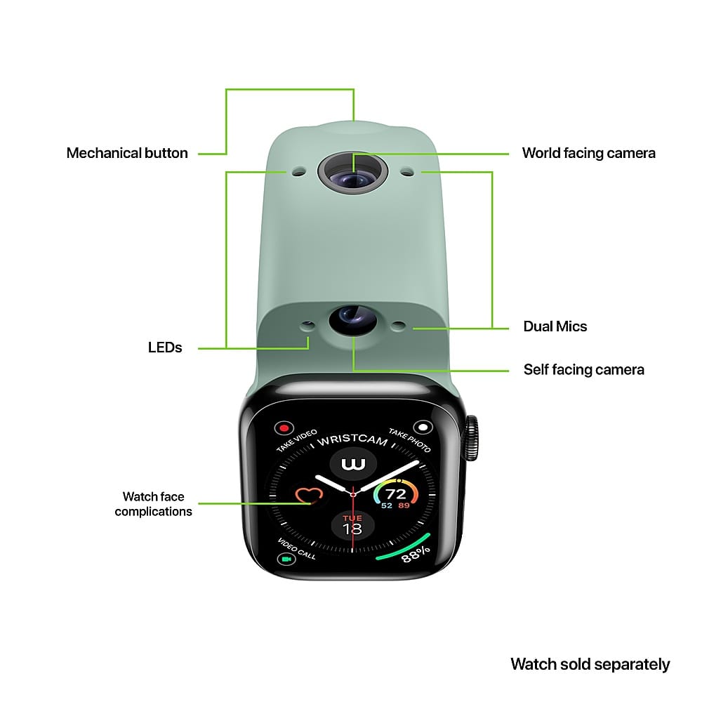 Câmera de pulso - Faixa de câmera média/grande (cabe em 42-49 mm) para Apple Watch Ultra, Série 9, Série 8, Série SE - Sage-W1027