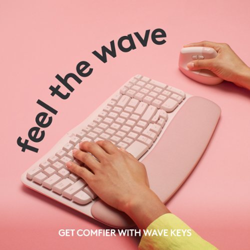 Logitech - Teclado ergonômico sem fio Wave Keys para Windows/Mac com apoio para as mãos integrado - Rose-920-012276