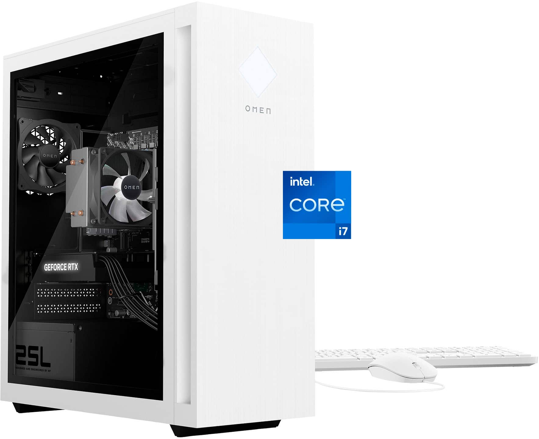 HP OMEN - Desktop para jogos 25L - Intel Core i7-14700F - Memória DDR5 de 32 GB - NVIDIA GeForce RTX 4060 Ti - SSD de 2 TB - Branca de Neve-GT15-2194