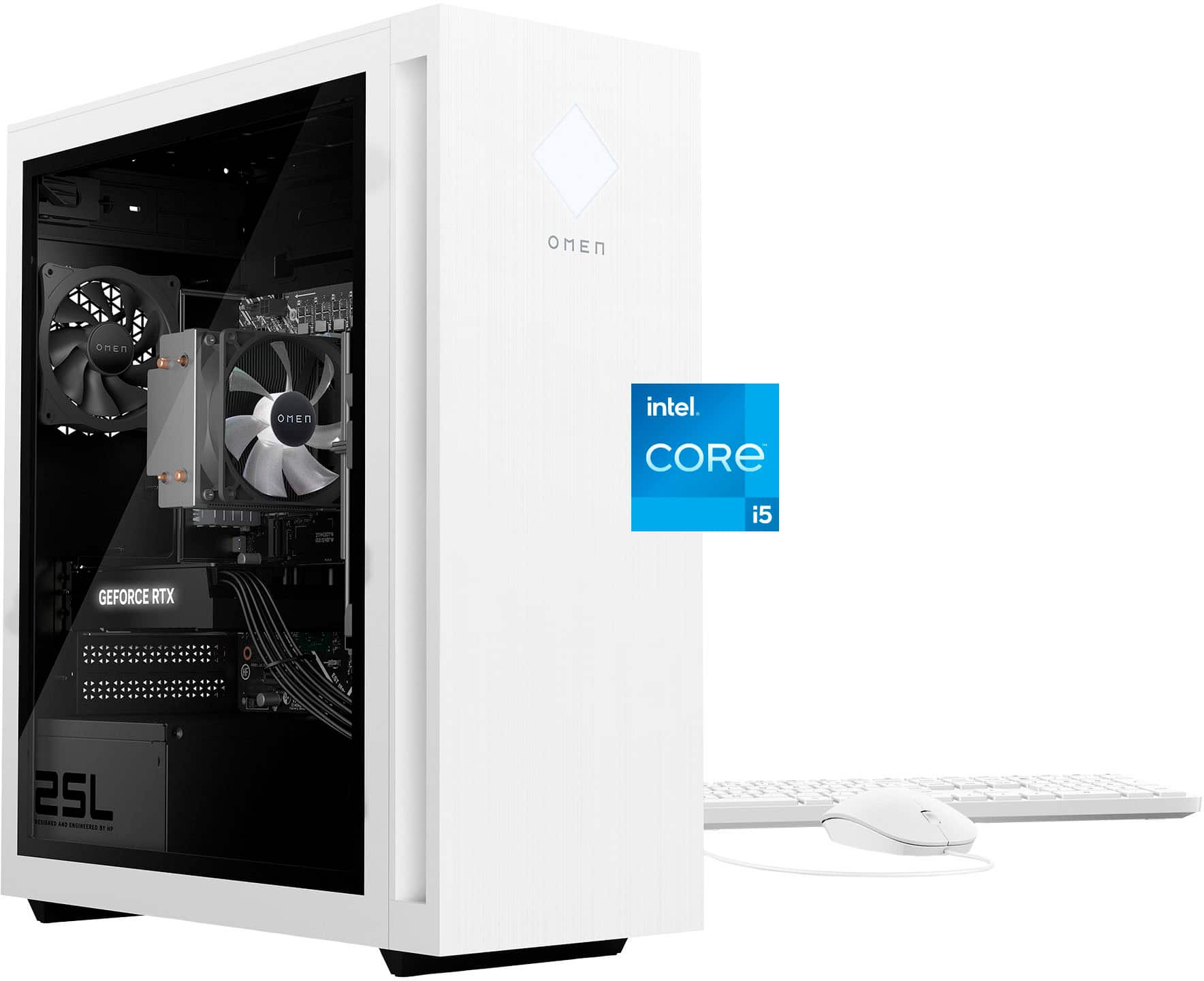HP OMEN - Desktop para jogos 25L - Intel Core i5-14400F - Memória DDR5 de 32 GB - NVIDIA GeForce RTX 4060 - SSD de 1 TB - Branca de Neve-GT15-2134