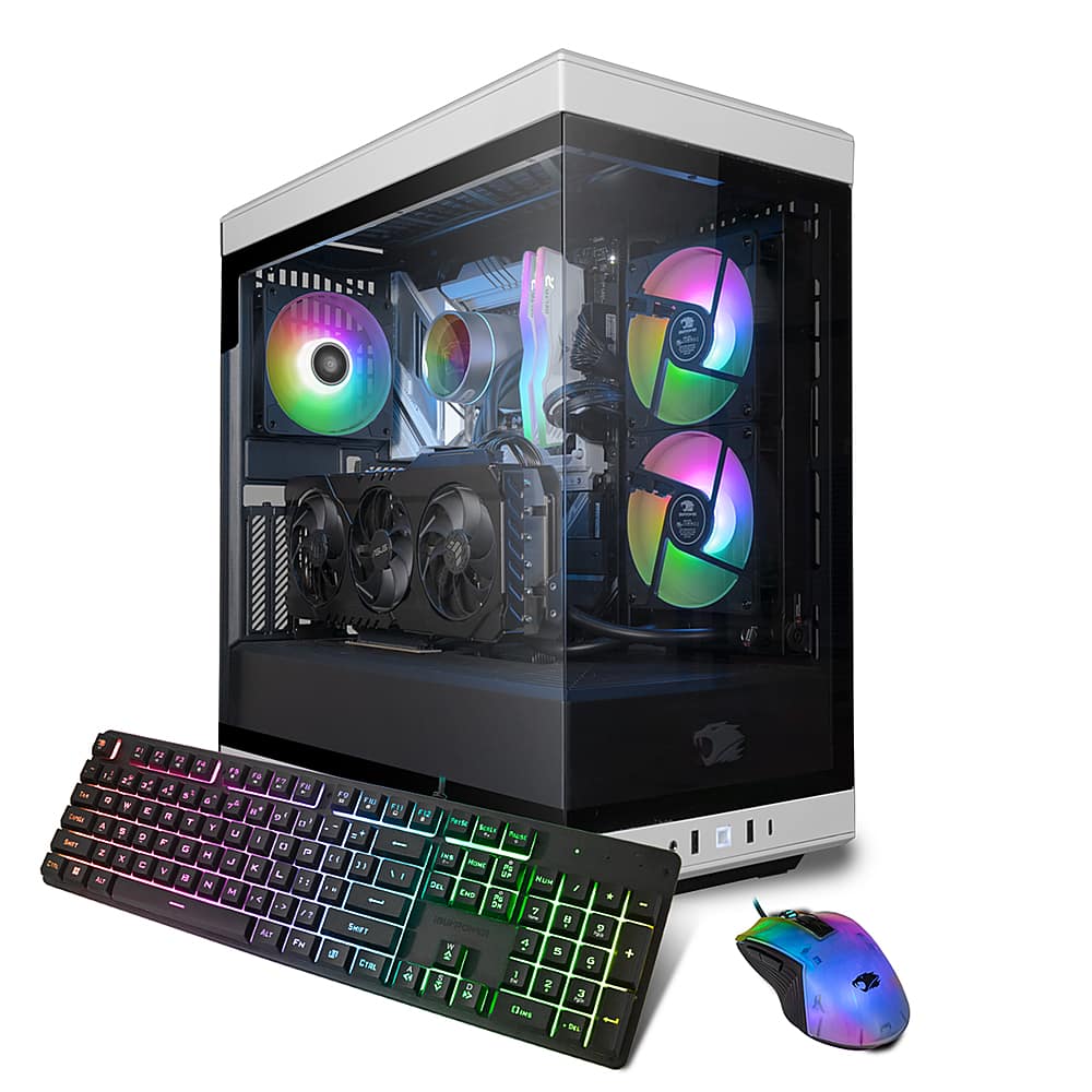 Desktop para jogos iBUYPOWER série Y40 - Intel Core i7-14700F - 32 GB de memória - NVIDIA GeForce RTX 4070 8 GB - 2 TB NVMe - Branco-Y40WI7N4702