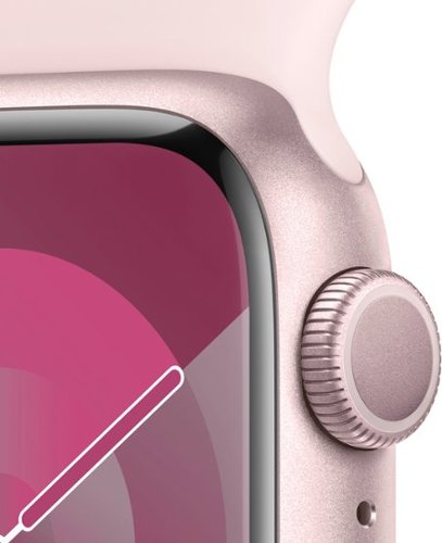 Caixa de alumínio Apple Watch Series 9 GPS 41 mm com pulseira esportiva rosa claro (médio/grande) - rosa-MR943LW/A