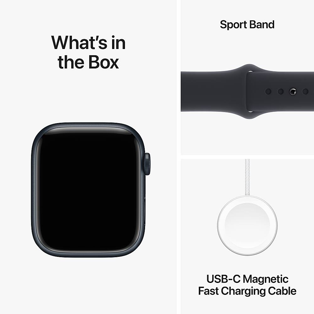 Apple Watch Series 9 GPS + celular, caixa de alumínio de 45 mm com pulseira esportiva Midnight (média/grande) - Midnight-MRMD3LW/A