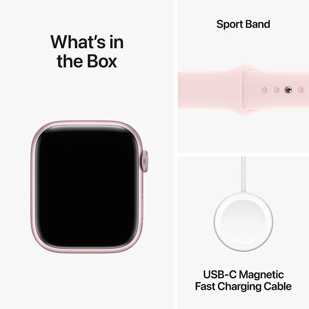 Apple Watch Series 9 GPS + celular 45 mm caixa de alumínio com pulseira esportiva rosa claro (pequeno/médio) - rosa-MRMK3LW/A