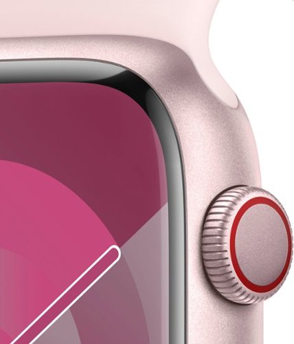 Apple Watch Series 9 GPS + celular 45 mm caixa de alumínio com pulseira esportiva rosa claro (pequeno/médio) - rosa-MRMK3LW/A