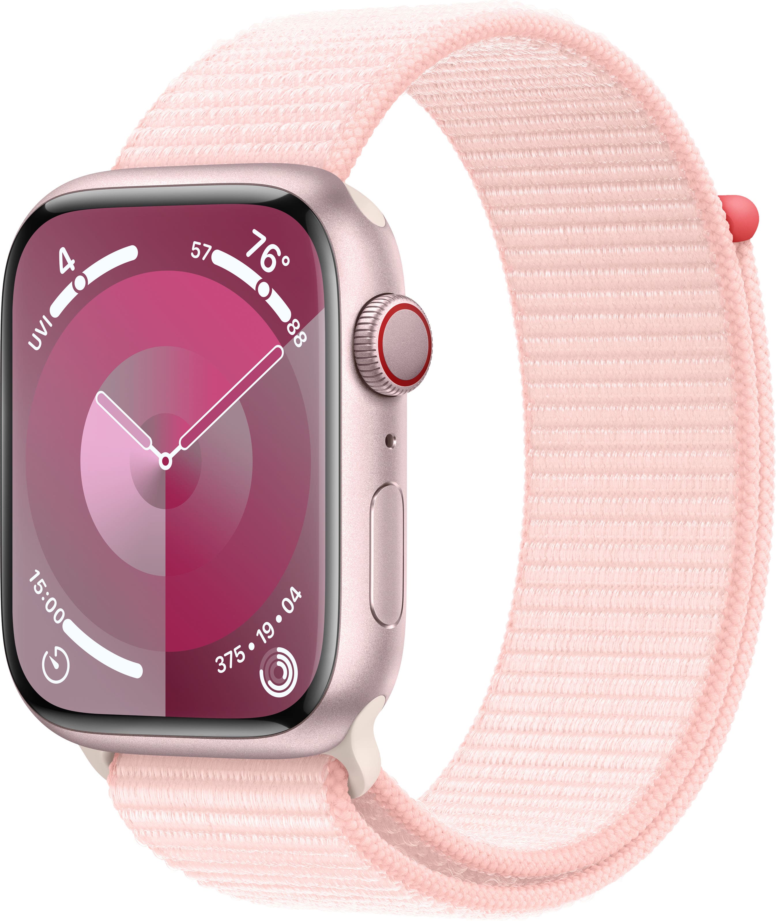 Apple Watch Series 9 GPS + celular 45 mm caixa de alumínio com alça esportiva rosa claro - rosa-MRMM3LW/A