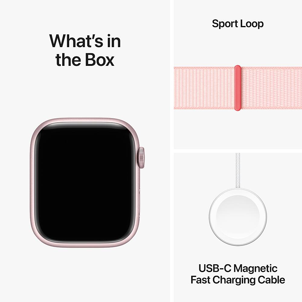 Apple Watch Series 9 GPS + celular 45 mm caixa de alumínio com alça esportiva rosa claro - rosa-MRMM3LW/A