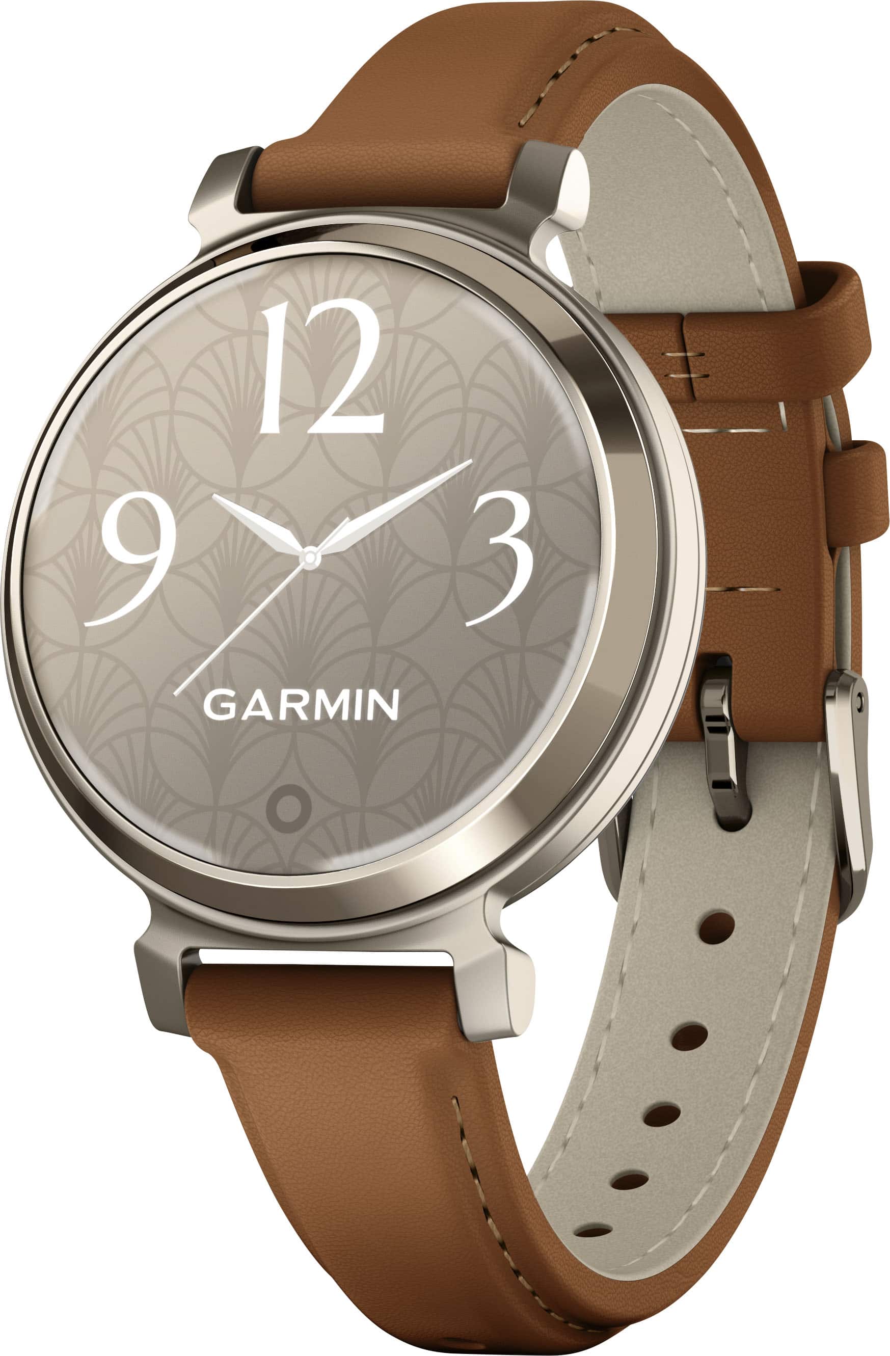 Garmin - Lily 2 Classic Smartwatch 34 mm alumínio anodizado - ouro creme com pulseira de couro castanho-010-02839-02