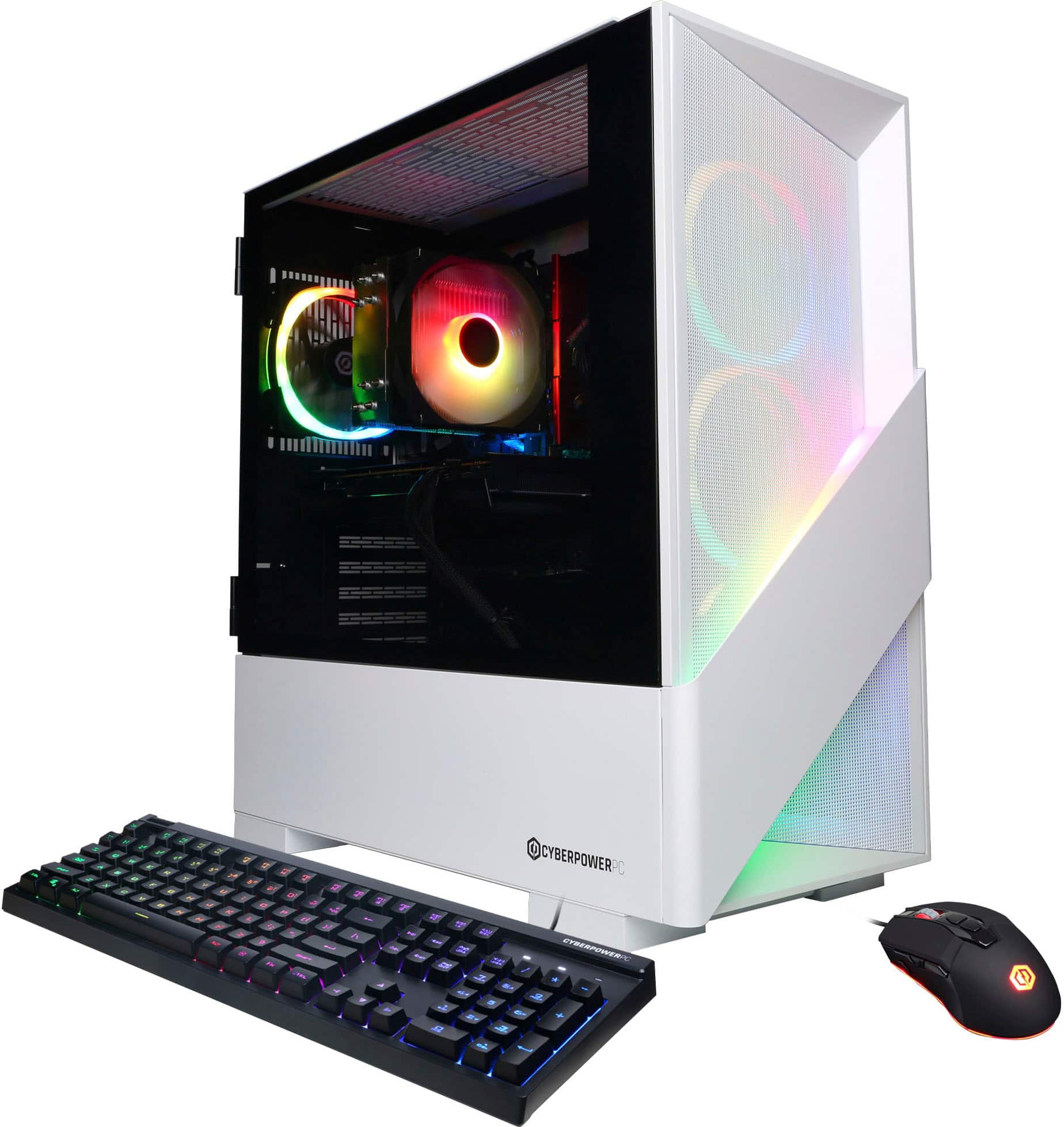 CyberPowerPC - Gamer Master Gaming Desktop - AMD Ryzen 7 7700 - 16GB de memória - NVIDIA GeForce RTX 4060 Ti 8GB - SSD de 2TB - Branco-GMA5400BSTV12