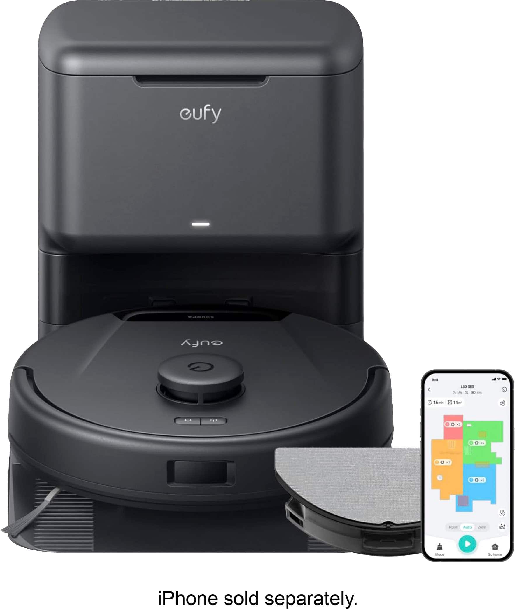 eufy Clean - Robô aspirador híbrido L60 com estação auto-vazia e remoção automática de pêlos - Preto-T2278111