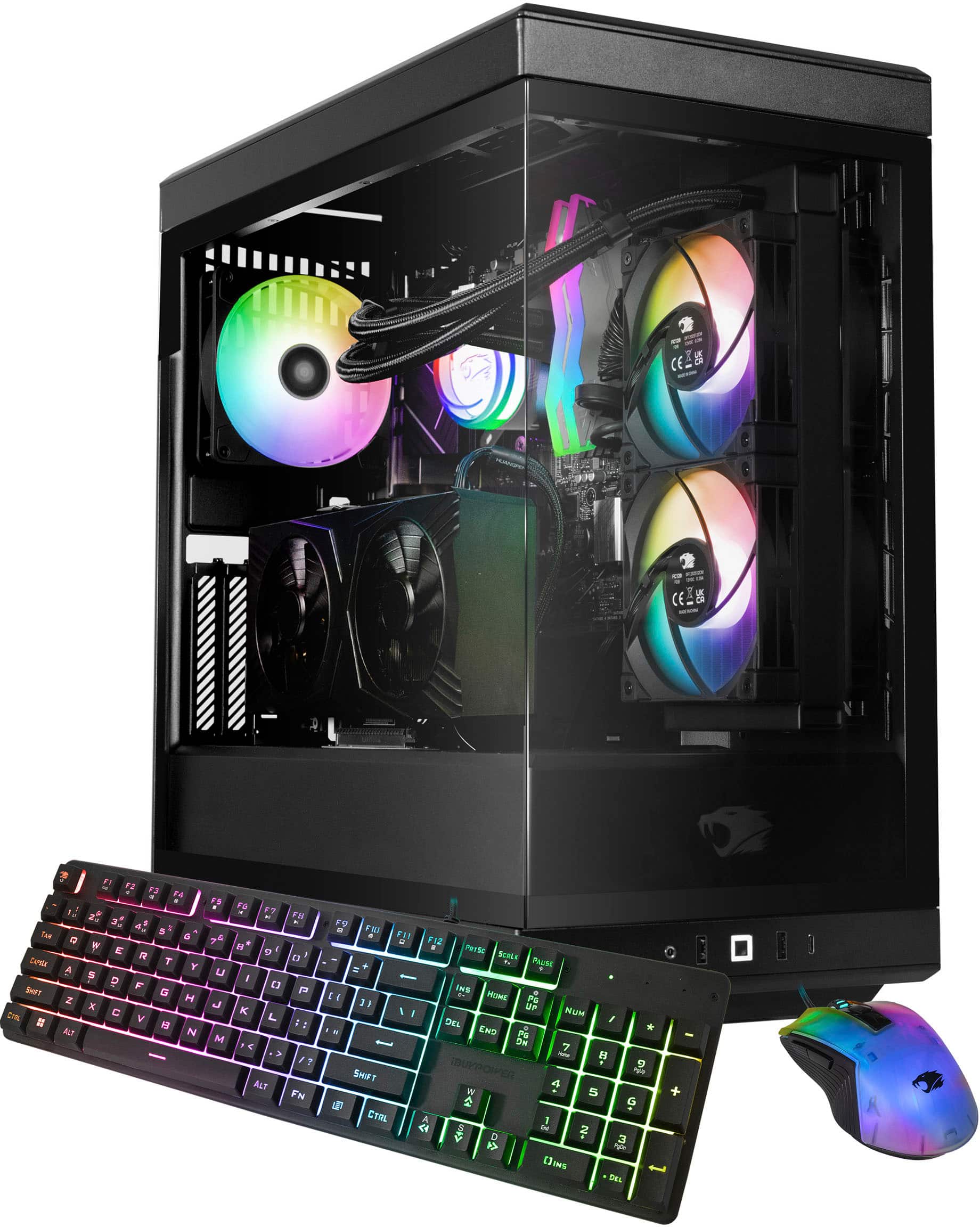 PC de mesa para jogos iBUYPOWER Y40 preto - Intel Core i7 14700F - NVIDIA GeForce RTX 4070 12 GB - 32 GB DDR5 RAM - 2 TB NVMe - preto-Y40BI7N4703