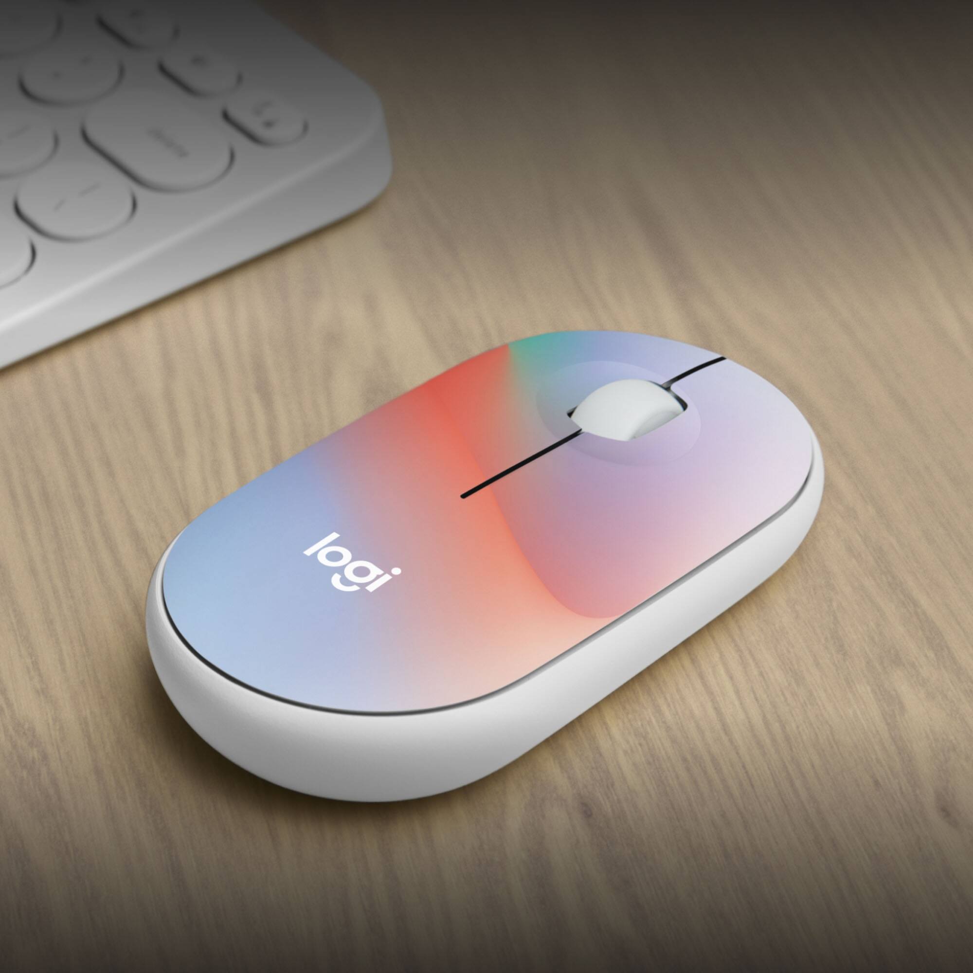 Logitech - Mouse ambidestro sem fio M340 de edição limitada com cliques silenciosos - Sheer Dream-910-007283