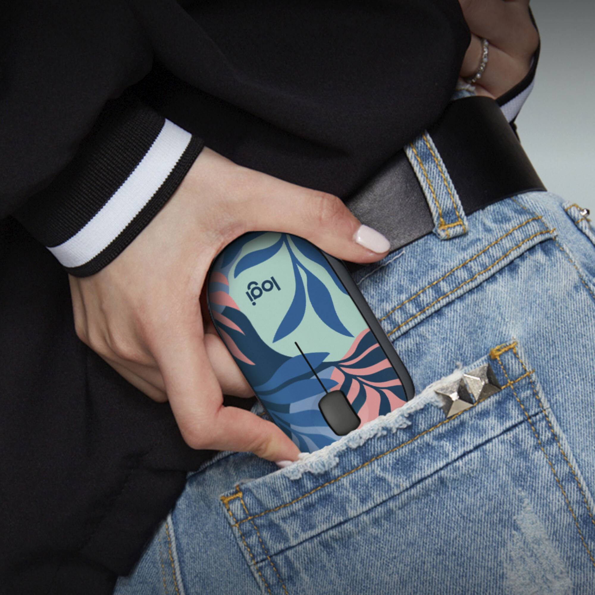 Logitech - Mouse ambidestro sem fio M340 de edição limitada com cliques silenciosos - Speckles-910-007281