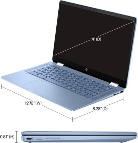 HP - Chromebook com tela sensível ao toque 2 em 1 de 14" - Processador Intel N100 - 4 GB de memória - 64 GB eMMC - Azul celeste-A28Q7UA#ABA