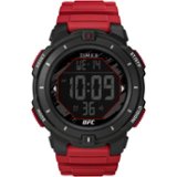 Timex - Relógio masculino UFC Rumble 50 mm - Pulseira vermelha com mostrador digital e caixa preta - Vermelho-TW5M59800JT