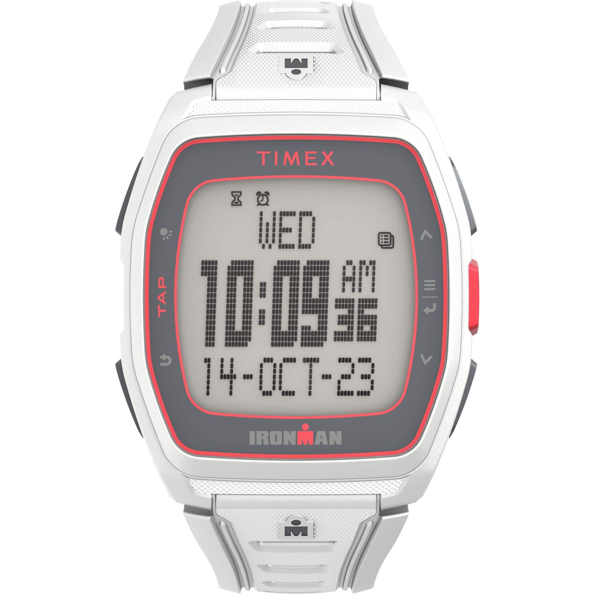 Timex - Relógio unissex IRONMAN T300 42 mm - pulseira branca com mostrador digital, caixa branca - branco-TW5M62500JT