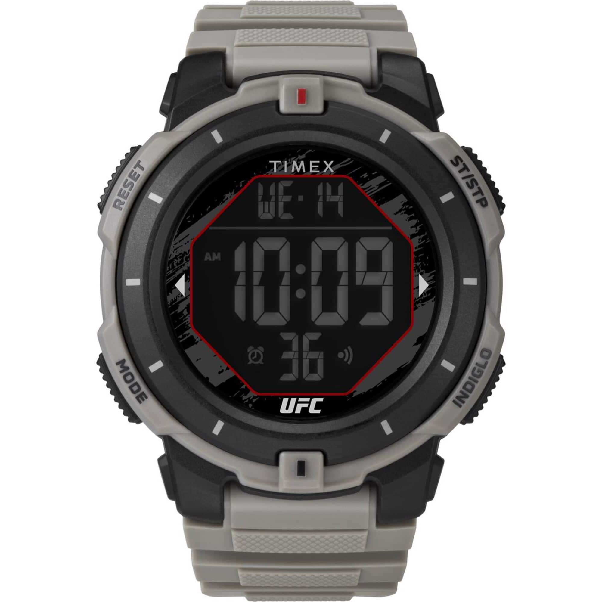 Timex - Relógio masculino UFC Rumble 50 mm - Tan Strap Digital Dial Caixa preta - Tan-TW5M59700JT
