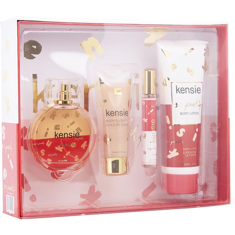 Perfume Feminino Kensie So Pretty EDP Spray 100 Ml&Loção Corporal 200 Óleo Brilho 75 10 Mini