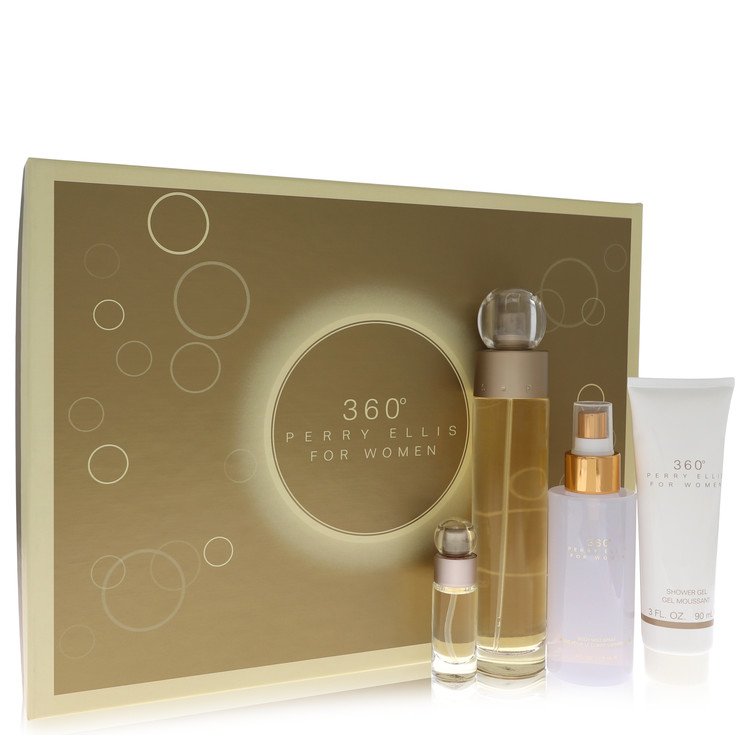 Perfume Feminino Perry Ellis 100 ML Eau De Toilette Spray +118 Ml Loção corporal + 90 ML Gel de banho + 7,5Ml Mini Edt Spray