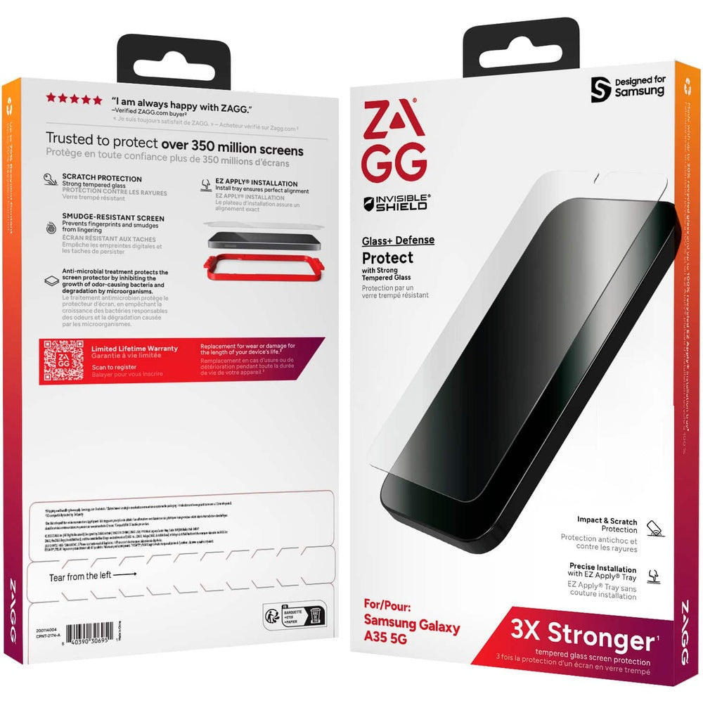 Celular ZAGG - Protetor de tela InvisibleShield Glass + Defense para Samsung Galaxy A35 5G - Transparente-200114004