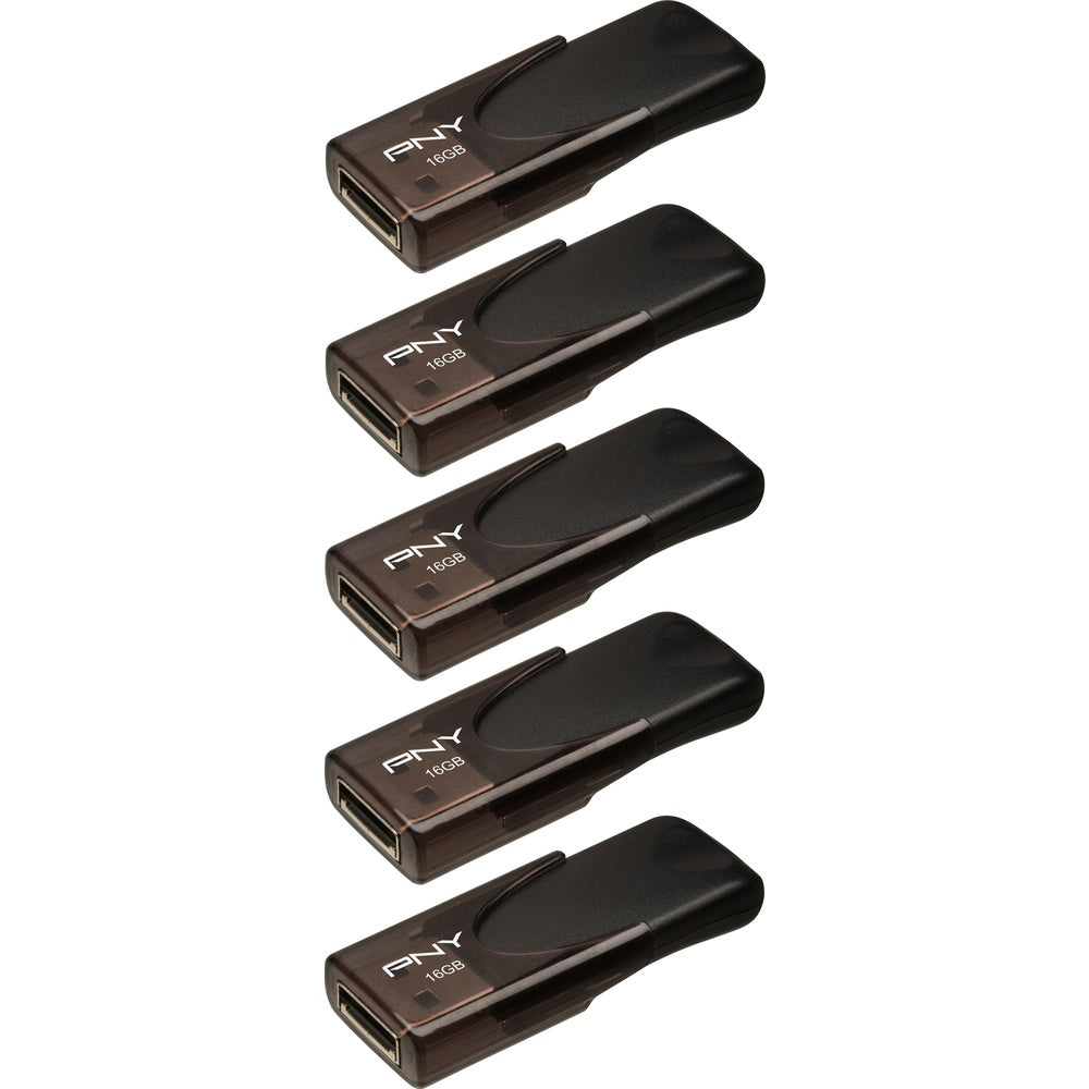 Pen Drive PNY - Unidade flash USB 2.0 de 16 GB Attaché 4 tipo A com 5 unidades - Preto-P-FD16GX5ATT4-EF