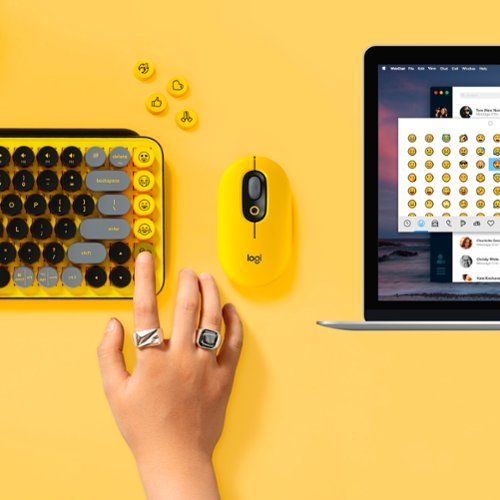 Logitech - POP Keys Wireless Mechanical Tactile Switch Keyboard for Windows/Mac with Customizable Emoji Keys - Blast Yellow