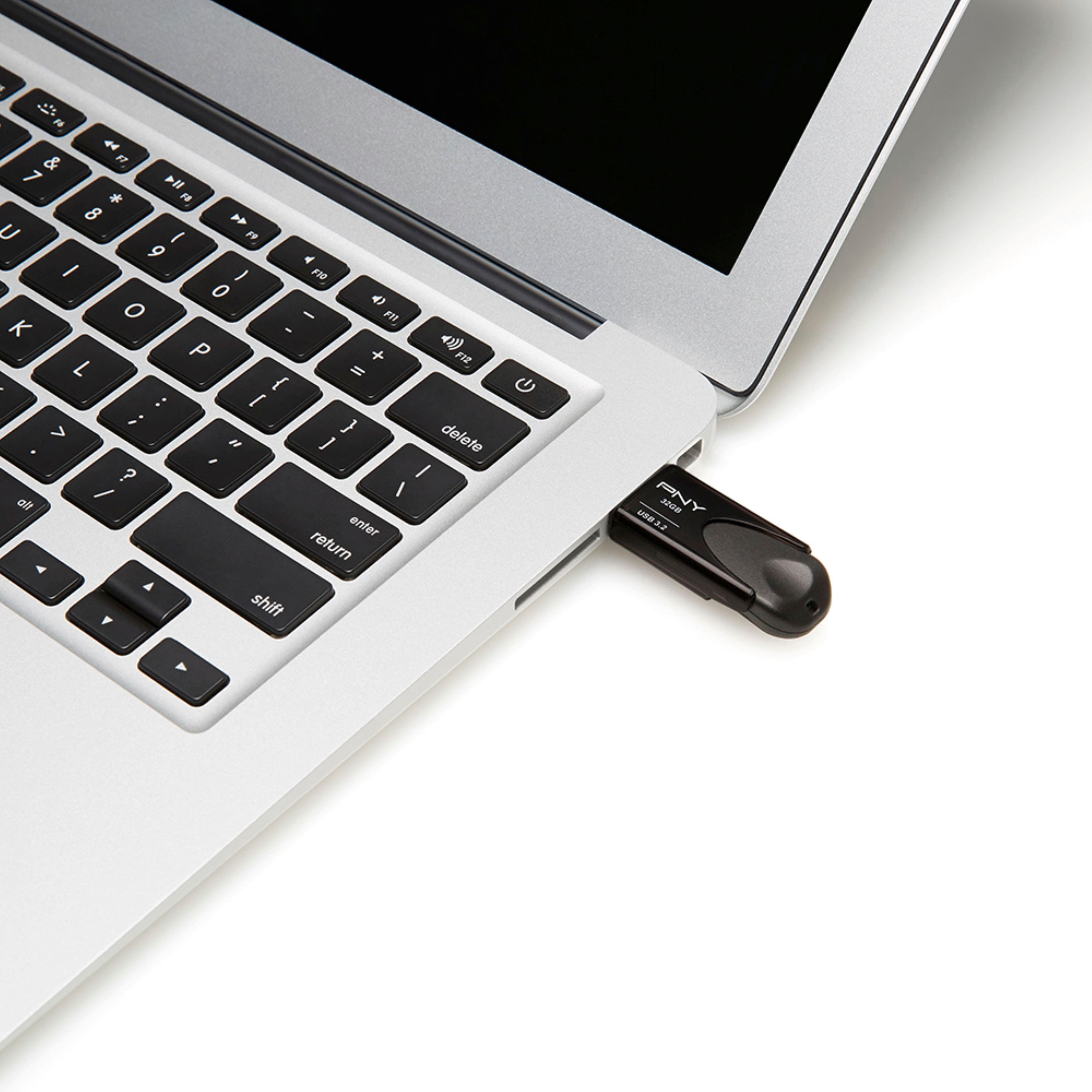 Pen Drive PNY - Unidade flash Elite Turbo Attache 4 32GB USB 3.2 - Preto-P-FD32GTBAT4-GE
