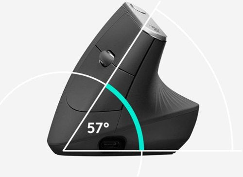 Logitech - MX Vertical Advanced Wireless Optical Ergonomic Mouse with USB and Bluetooth Connection - Graphite