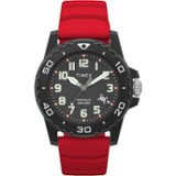 Timex - Relógio masculino Main Street 42 mm - Pulseira vermelha com mostrador preto e caixa preta - Vermelho-TW5M610009J