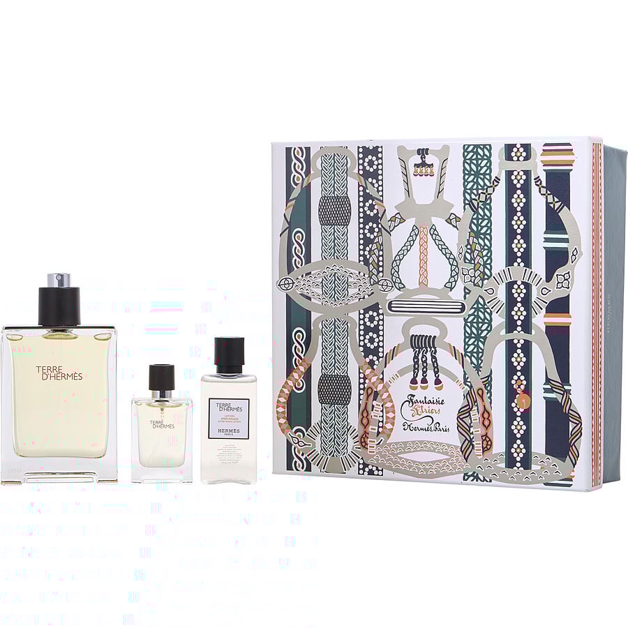 Cx De Presente Masculino Terre D'Hermes Hermes Eau De Toilette Spray 100 Ml + Loção Pós Barba 40 Ml + Eau De Toilette Spray 12 Ml