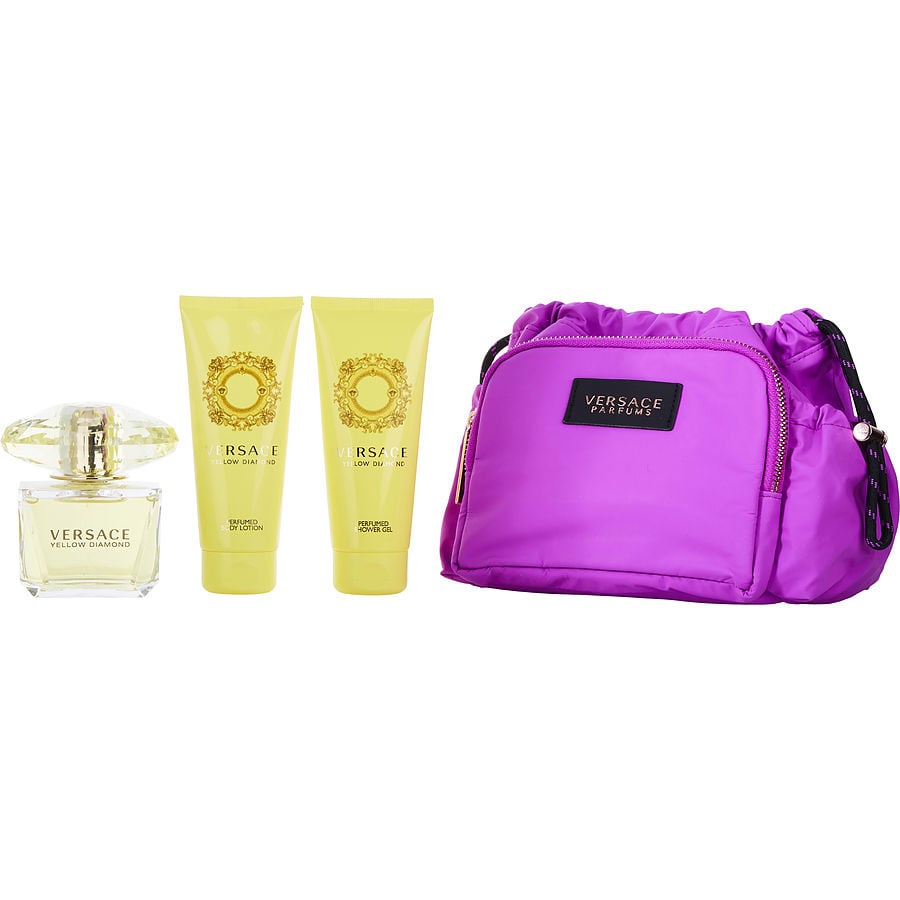 Perfume Feminino Gianni Versace Yellow Diamond Edt Spray 90 Ml&Loção Corporal 100 Gel De Banho