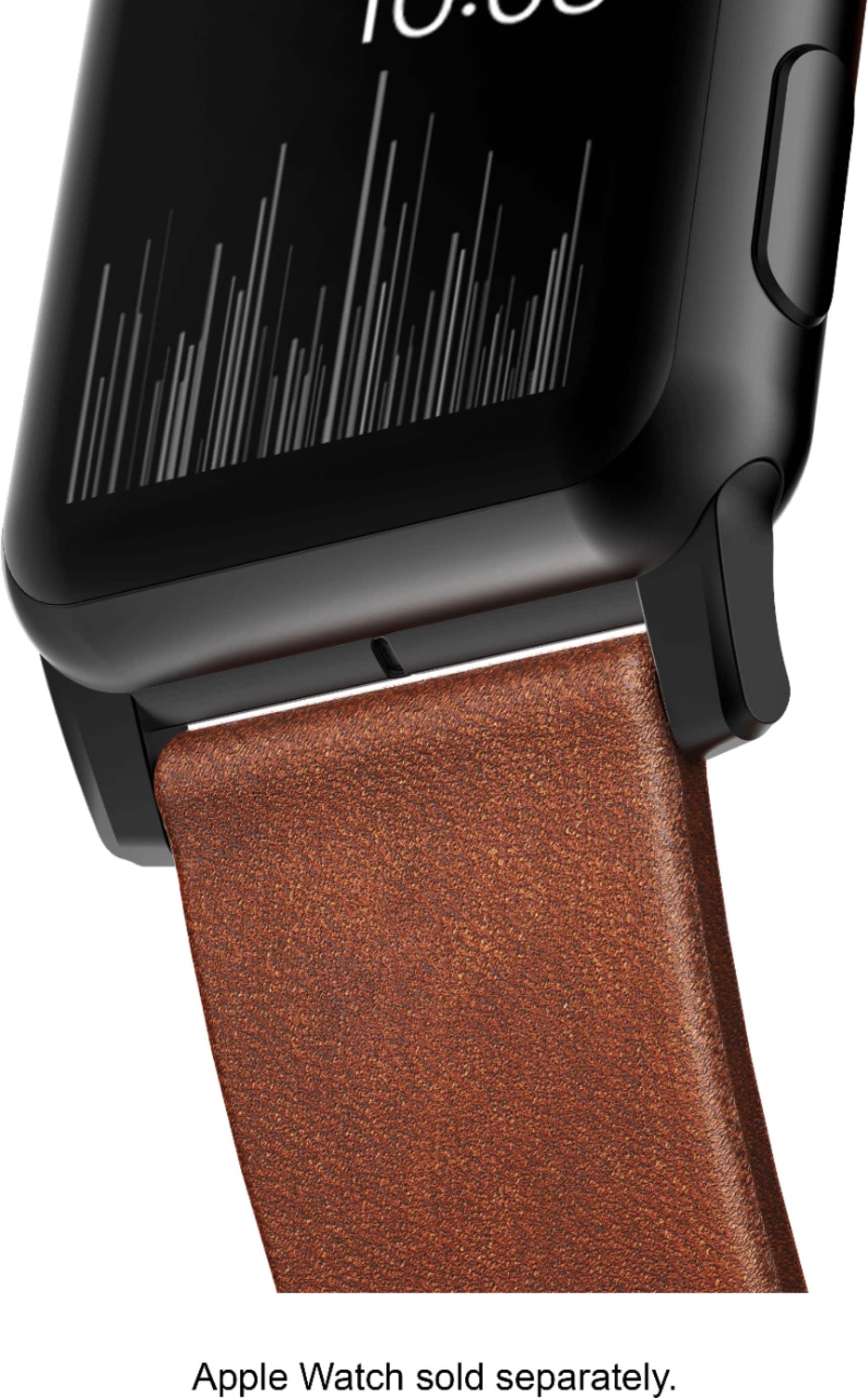 Nomad - Pulseira de couro moderna para Apple Watch 42 mm e 44 mm - Marrom com alças pretas-STRAP-AW-42MM-NS-HOR-BRN-BL