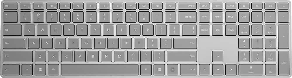 Microsoft - Teclado sem fio de tamanho normal Surface - Silver-WS2-00025