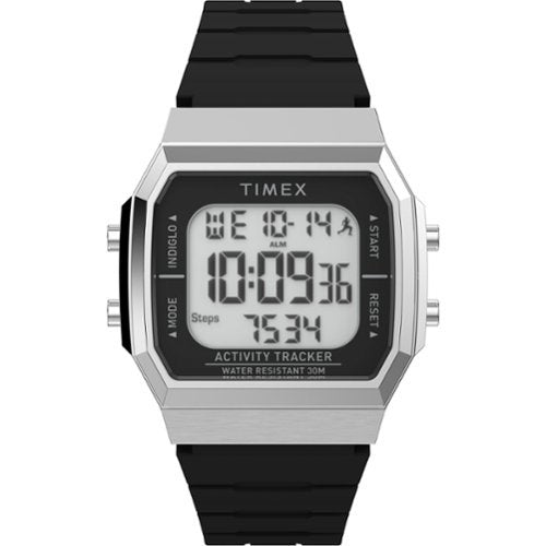 Timex - Relógio unissex Activity Tracker 40 mm - Pulseira vermelha com mostrador digital e caixa em tom prateado - Vermelho-TW5M607009J