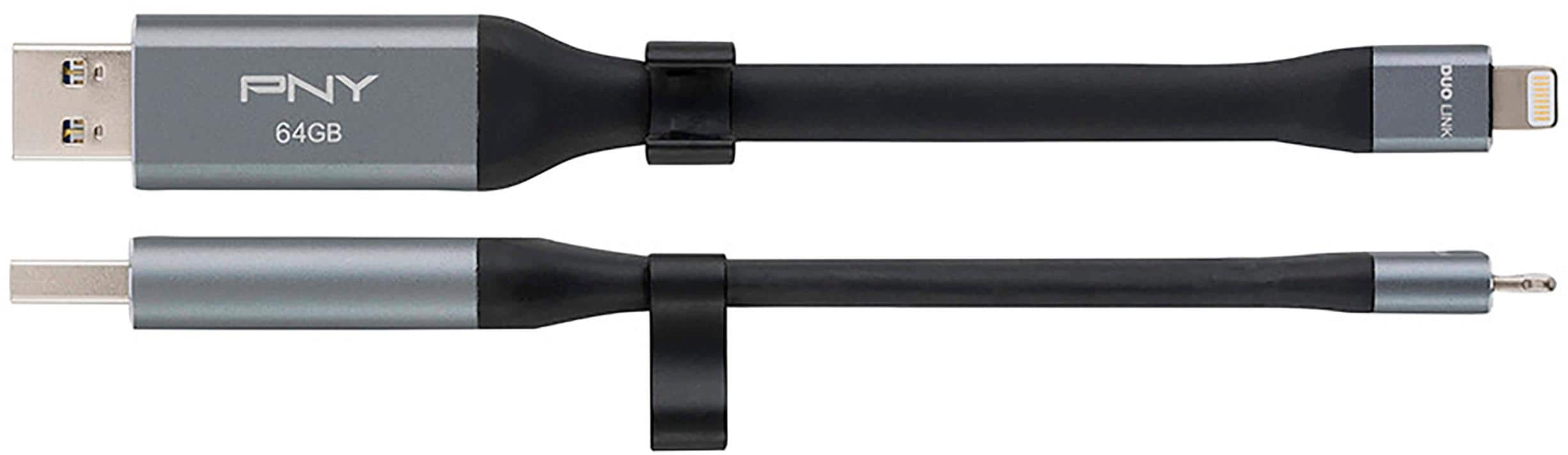 Pen Drive PNY - DUO Link 64GB USB 3.0 OTG Flash Drive para dispositivos iOS e computadores - Cinza-P-FDI64GLA02GC-RB