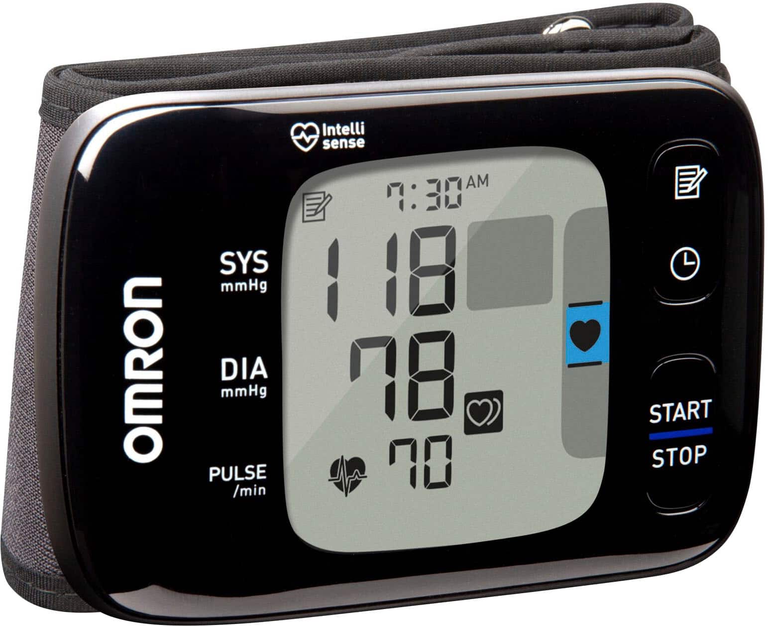 Omron - Série 7 - Monitor de pressão arterial de pulso sem fio - Preto/Cinza-BP6350