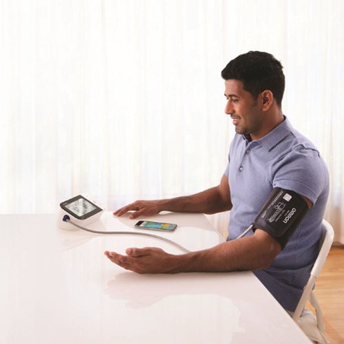 Omron - Série 10 - Monitor de pressão arterial sem fio para braço - Preto/Branco-BP7450