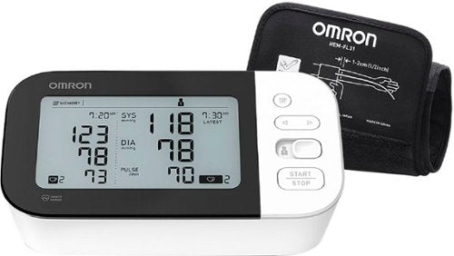Omron - Série 7 - Monitor de pressão arterial sem fio para braço - Branco/Preto-BP7350