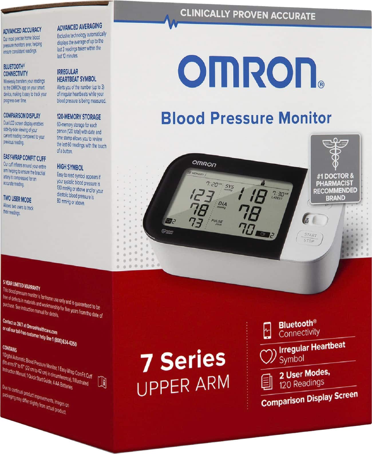 Omron - Série 7 - Monitor de pressão arterial sem fio para braço - Branco/Preto-BP7350