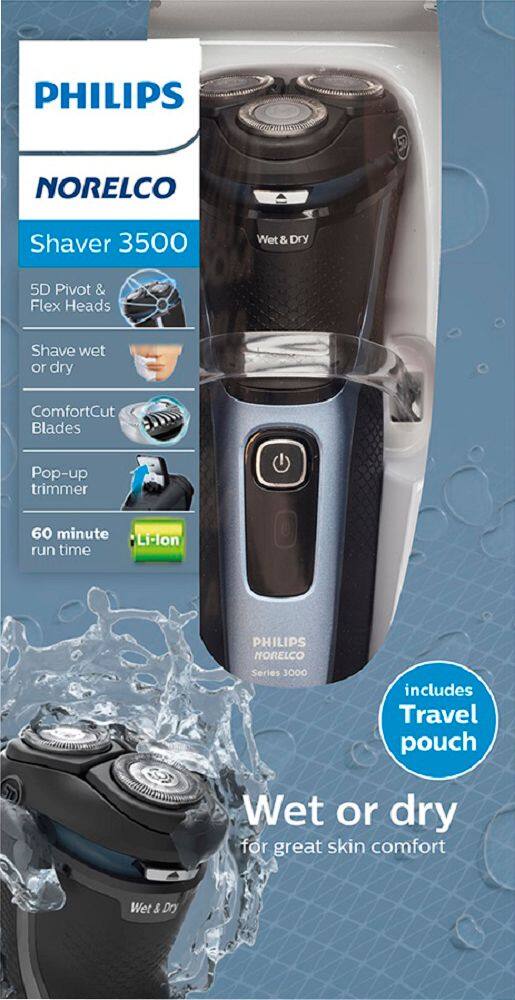Philips Norelco - Barbeador elétrico úmido/seco série 3500 - Storm Grey-S3212/82US