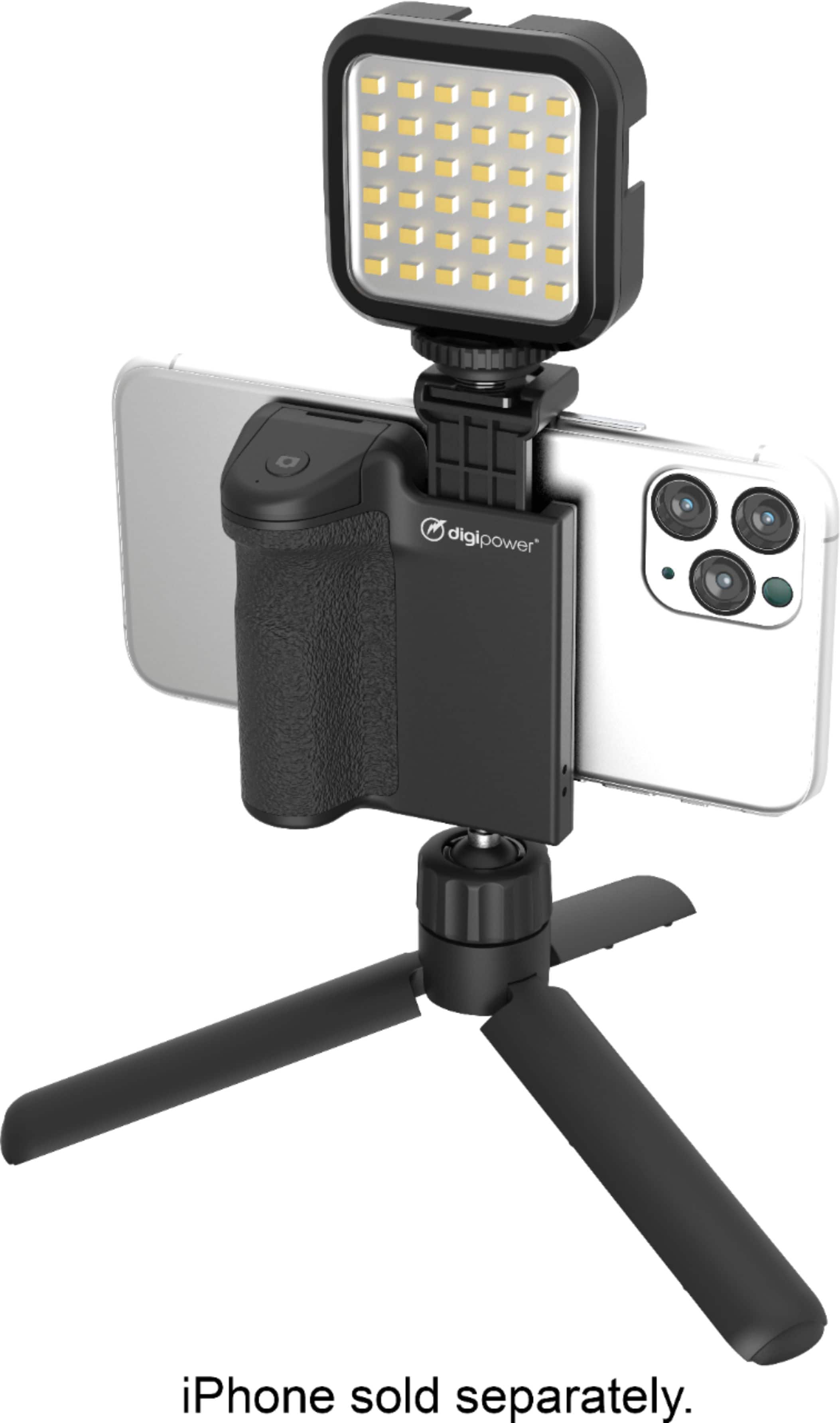 Digipower - Kit Follow ME Vlogging para telefones e câmeras - Inclui microfone, luz LED, controle remoto Bluetooth, alça de telefone e tripé-DPS-VLG4